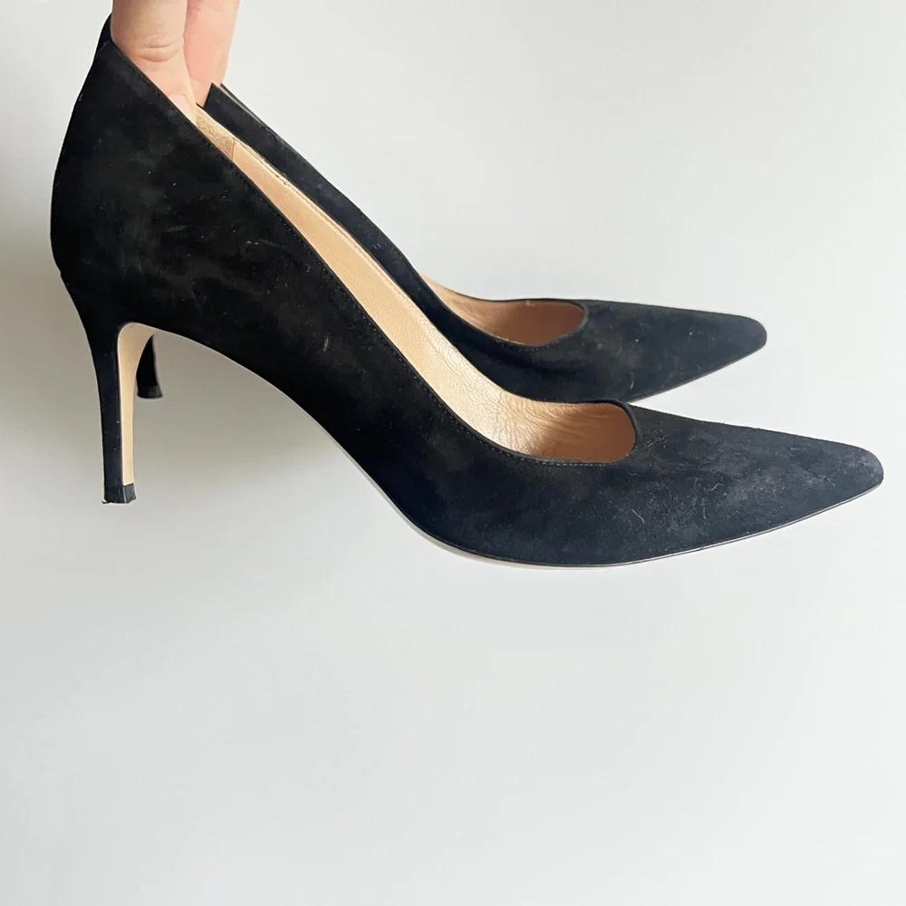 M. Gemi The Esatto 70mm Black Suede Leather Stiletto Heels Size EU 37